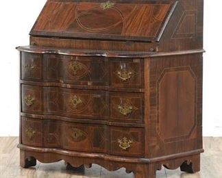 Antique Marquetry Inlay Drop Down Secretary Desk