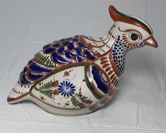Vintage Hand Painted Stoneware Quail, Mexico