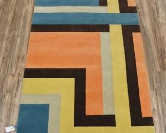 5X8' Hand Made Multi Color Geometric Area Rug