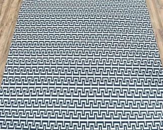8X10' Hand Made Navy Blue Geometric Pattern Area Rug