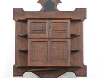 Antique Wall Mounted Walnut Apothecary Cabinet