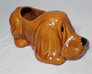 12" Mid Century Ceramic Hound Dog Planter