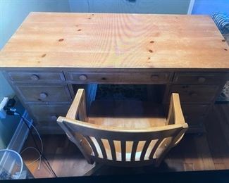 Pine desk and chair