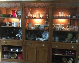 3 Piece Bookcase/ Cabinet with Lights on, 