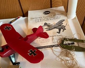 Vintage Cox Red Knight Plane. Fokker Airplane with Directions 