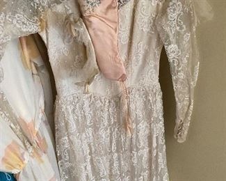 Vintage 1950's Lace Satin Wedding Dress
