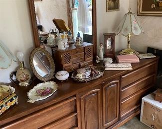 Mid Century Walnut Low Boy with Mirror