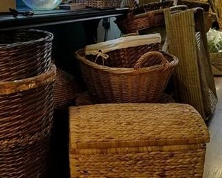 woven baskets and trunks