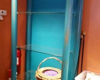teal painted etagere