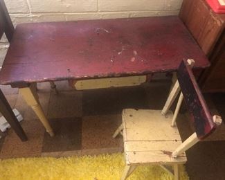 Old paint primitive child’s desk & chair