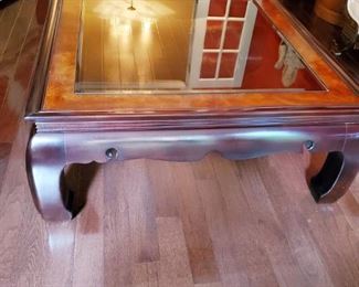 Asian glass top coffee table