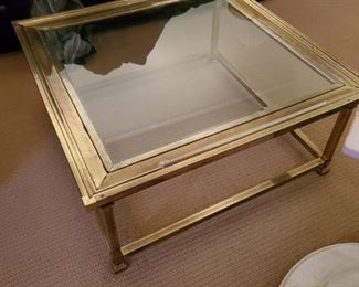 Brass and glass coffee table