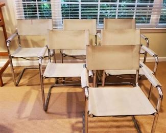 Set of 6 vintage signed Matteo Grassi Leather Chairs