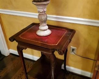Pair Mahogany leather top tables