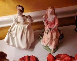 Several Royal Doulton women figurines including rare 
