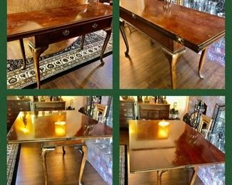Beautiful Flip-top game table/spare dining (use as a sofa/console when not needed in its larger form, it’ll tuck away easily. My clients home had it used in the office for computer equipment)