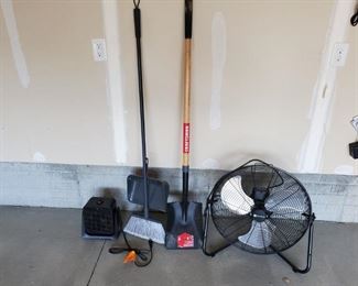 Fan, Shovel, Broom, Space Heater