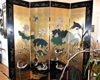 Asian Screen with Gold Gilt Background
