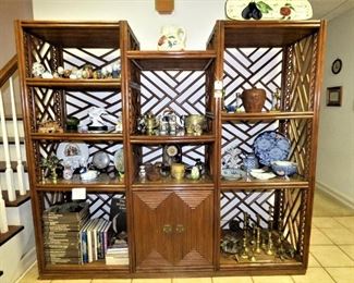 Rattan Bamboo Chippendale Pattern Shelves
