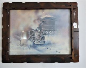 Rustic Framed Train Print