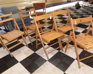 Vintage Wooden Slat Folding Chairs