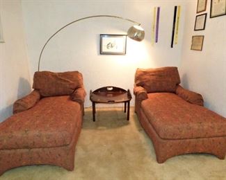 Matching Chaise Lounges, MCM arched floor lamp