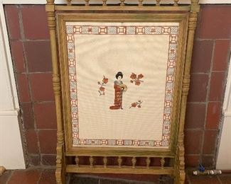 Cross stitched Fire-screen 