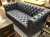 Slate Leather Chesterfield Loveseat
