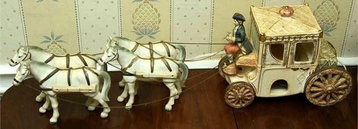 95. Horse Drawn Carriage Ceramic LampMusic Box