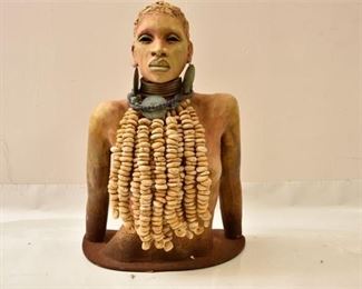Clay Sculpture Of African Woman Signed