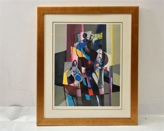 Framed Abstract Print Of Musicians Signed