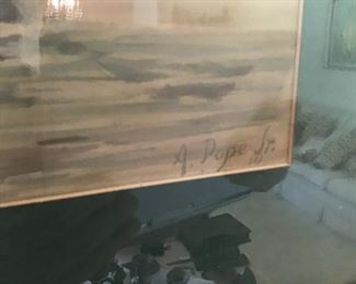 A. POPE Jr Signed Watercolor Ducks