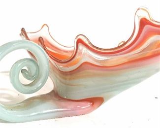 Art Glass Bowl W Curled Spiral Detail