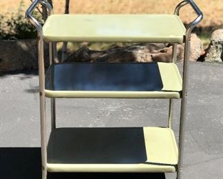 Vintage green rolling kitchen cart
