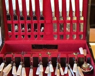 Sheffield English mother of pearl sterling service