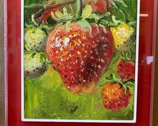 oil painting on stretched canvas, 8 x 10 inches. Strawberries. WAS $400, NOW $75. 