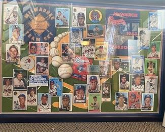 Facsimile of Milwaukee Braves baseball cards. Framed approx. 24 x 30 inches. WAS $300, NOW $50. 