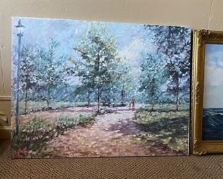 Oil on stretched canvas, “Summer Stroll”, 30 x 40 inches by Baylon. WAS $1200, NOW $100.