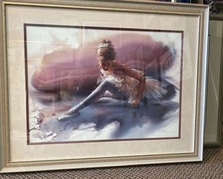 Framed print of Ballerina by Lee Boyle. Approx 34 x 27 inches. NOW $20