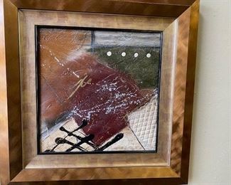 Framed Oil painting on canvas, Abstract by Cadillac Jones. 19 x 19 inches. NOW $50.