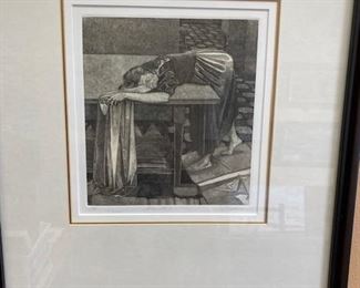 Framed Etching, “Intervallo I” by Robert Baxter, 19 x 21 inches. NOW $30