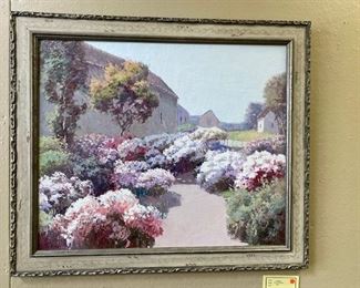 Framed oil painting on canvas, “Summer Garden”.  WAS $700. NOW $200.