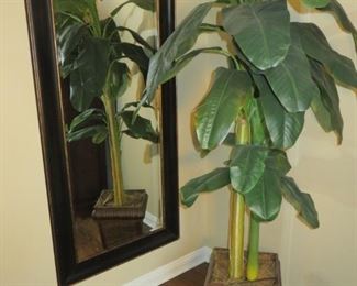 Black Framed Mirror with Gold Accents
33 W x 67 H
(there  are two of the Mirrors!)                                 Artificial Decorative Palm in Basket Planter
