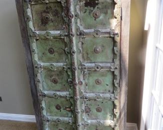 Antique " Castle Doors" Rustic Green Armoire in natural Finish
35 " W x 66" H x 18.0" D
