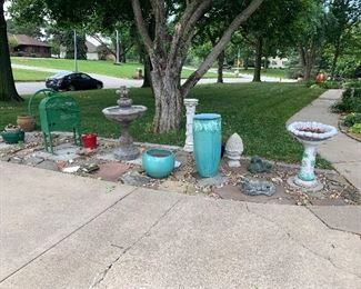Lots of yard decor; 5 fountains , lots of planters