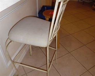 3 Metal Bar Stools, antique white