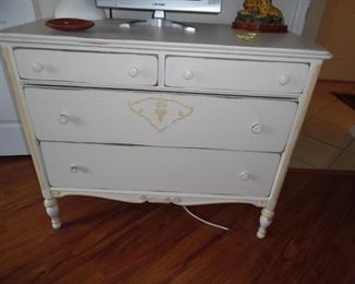 Antique Chest of Drawers, shabby chic white finish