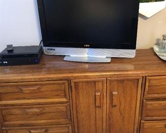 MCM dresser, flat screen TV