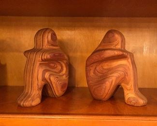Vintage hand carved bookends 