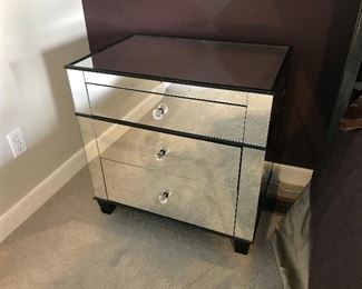 Matching Mirrored Nightstands (2 available - sold separately).  Very Heavy - Well Made